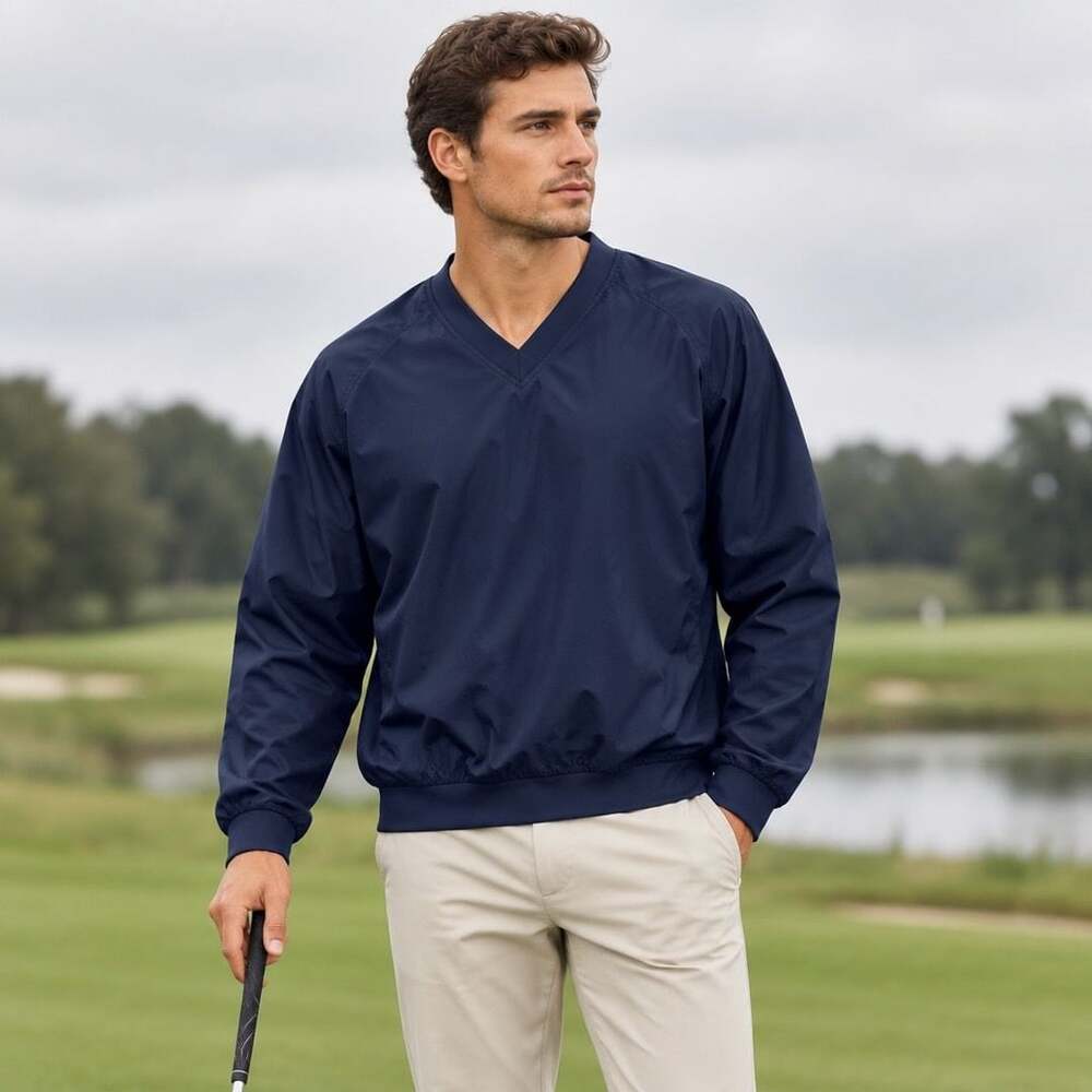Page & Tuttle V-Neck Wind Shirt Size M Blue Pullover Golf Windbreaker